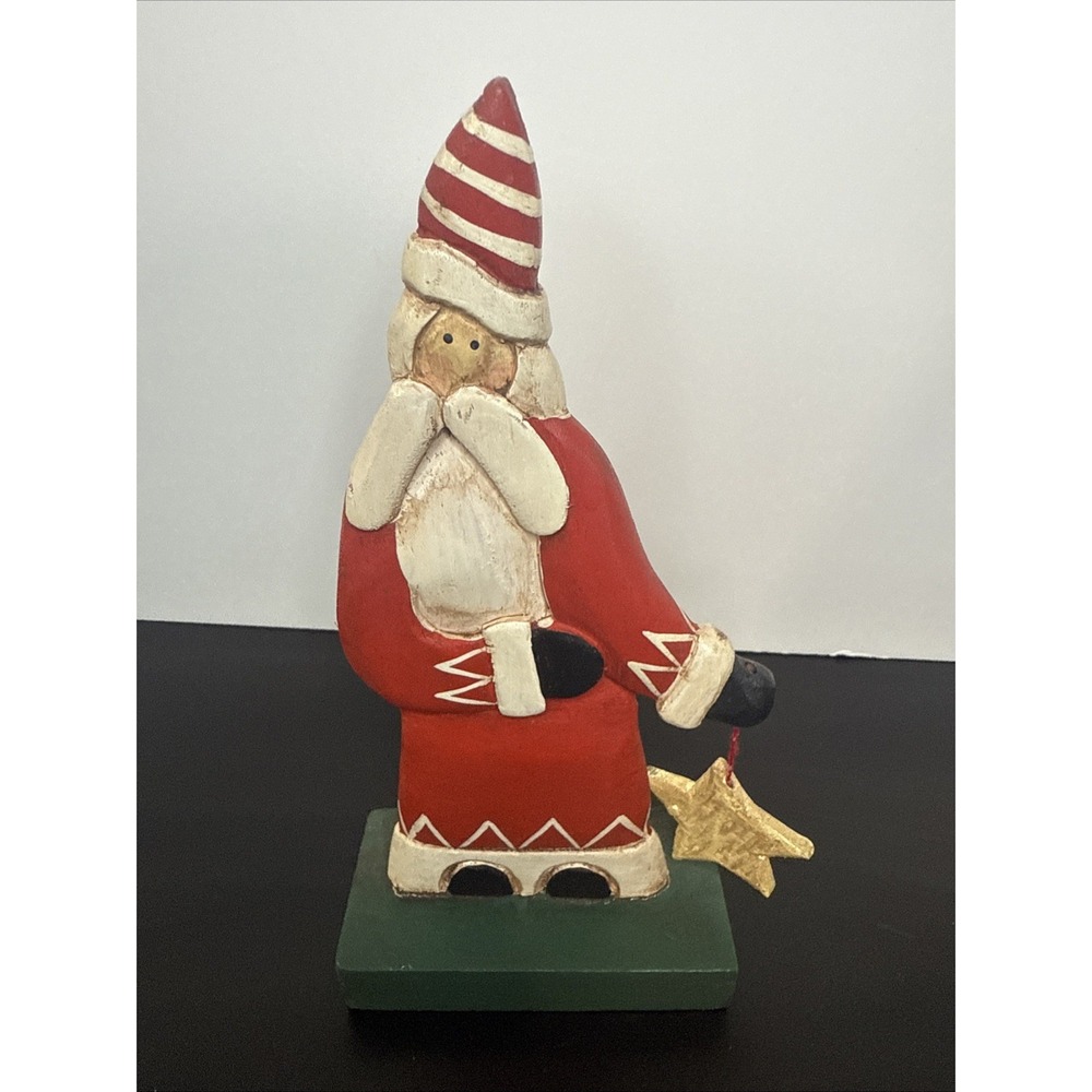 Midwest of Cannon‎ Falls Santa Claus with Star, Carved Wood Figurine 8" Vintage.